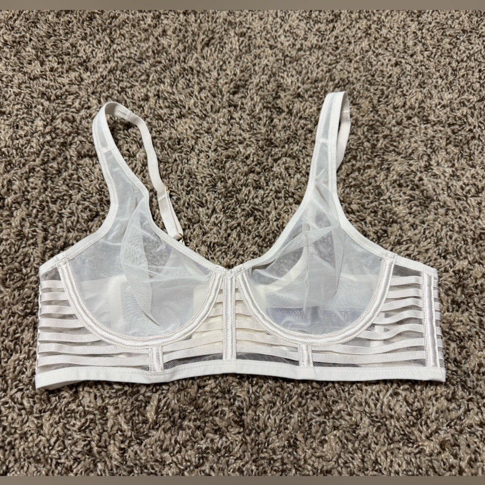 VS Unlined Plunge Sheer Mesh Lingerie 34B (New)